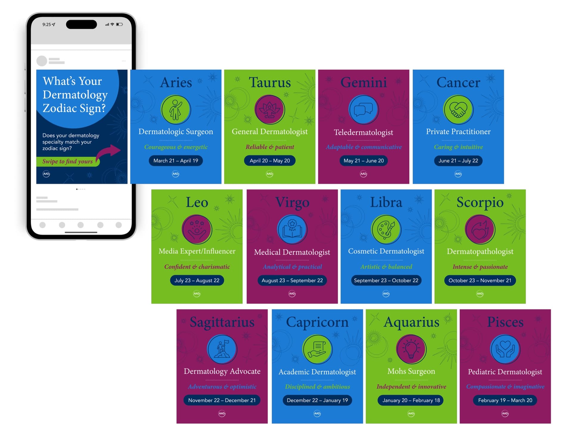 AAD Dermatology Zodiac Sign Social Carousel
