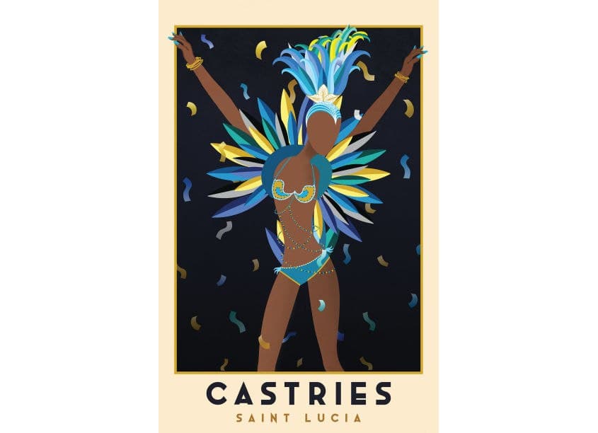 St. Lucia Art Deco Poster