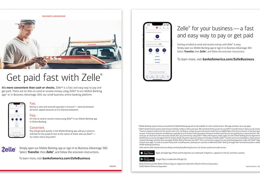Zelle for Business Statement Advertisement