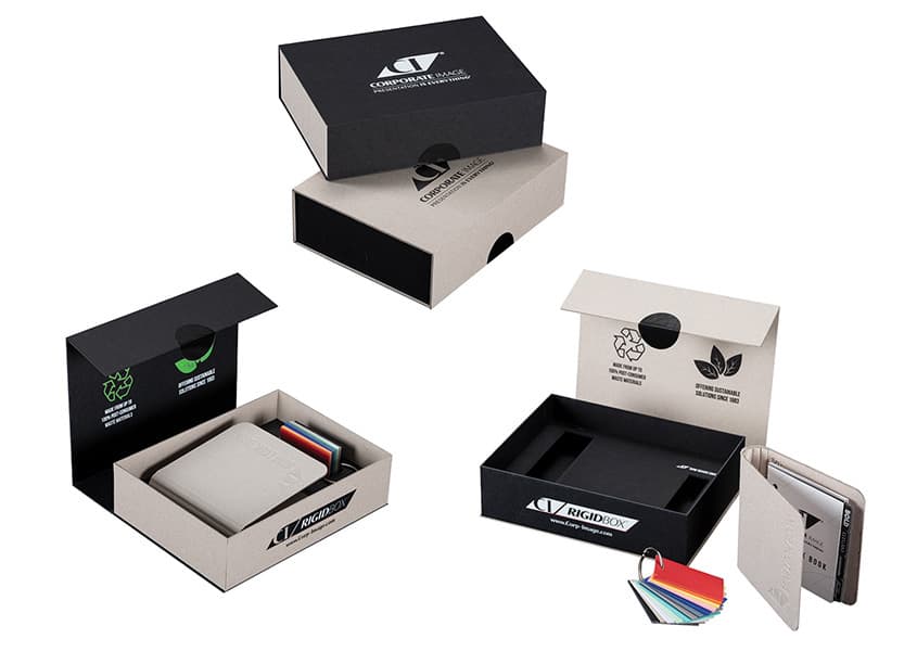 Sustainable Raw Board CI RIGIDBOX Luxury Packaging Sales Kit