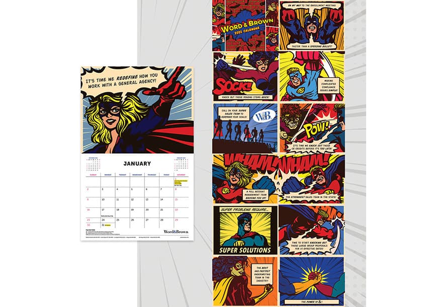 Word & Brown GA Redefine 2022 Superhero Calendar