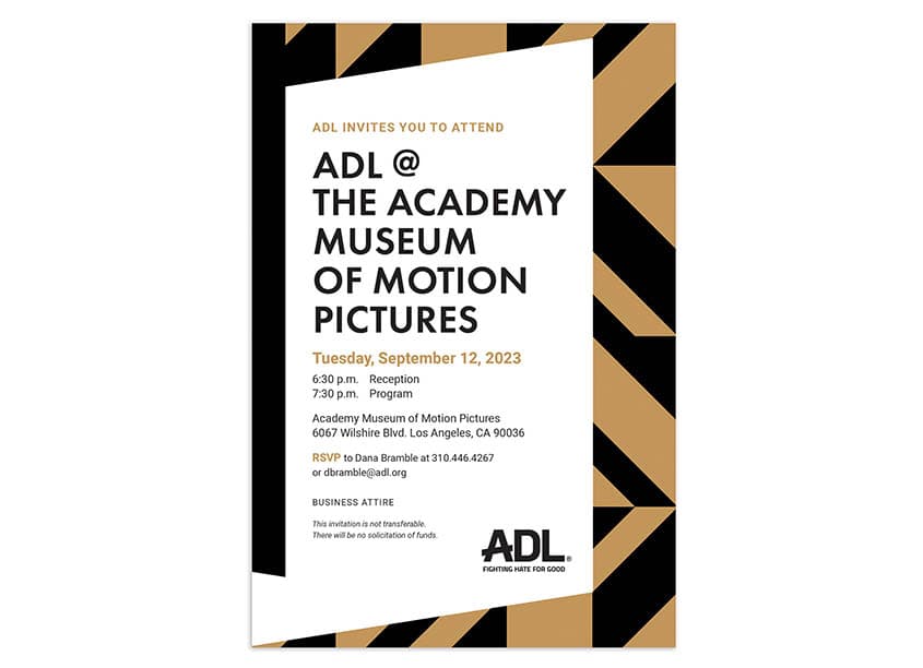ADL LA Entertainment Event Invitation