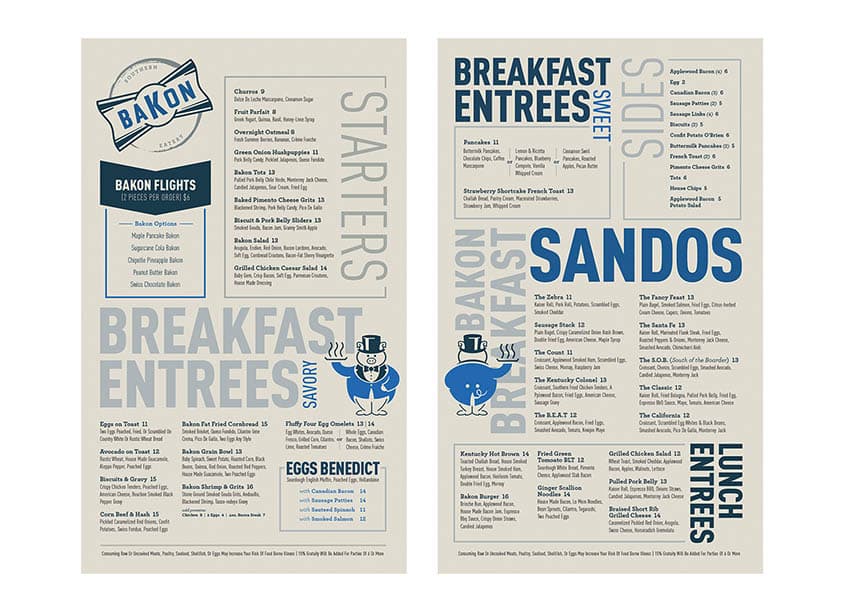 Bakon Restaurant Menu