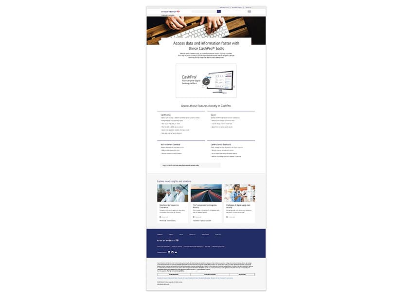 CashPro Service Landing Page Associate