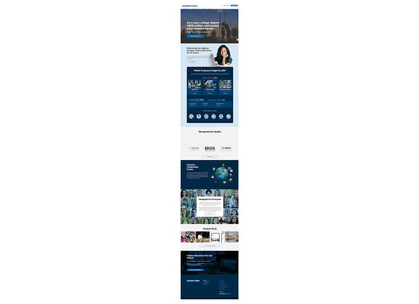 Sessions College Homepage Redesign - Reimagining Web Aesthetics