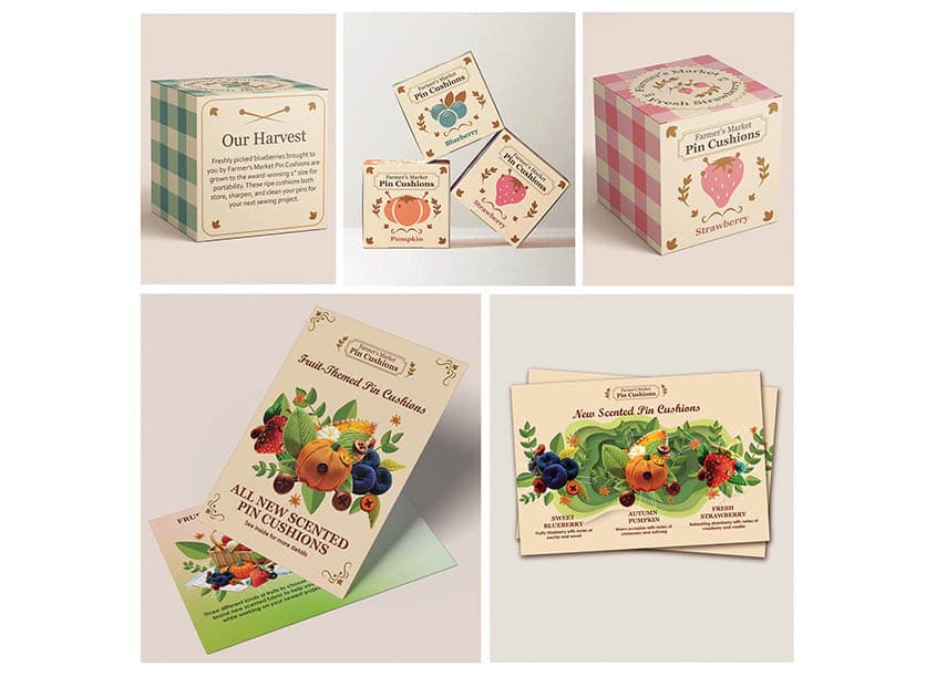 Farmer’s Market Pin Cushions Package Design & Direct Mail