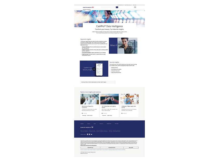 CashPro Insights Landing Page