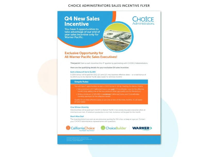 CHOICE Administrators Sales Incentive Flyer