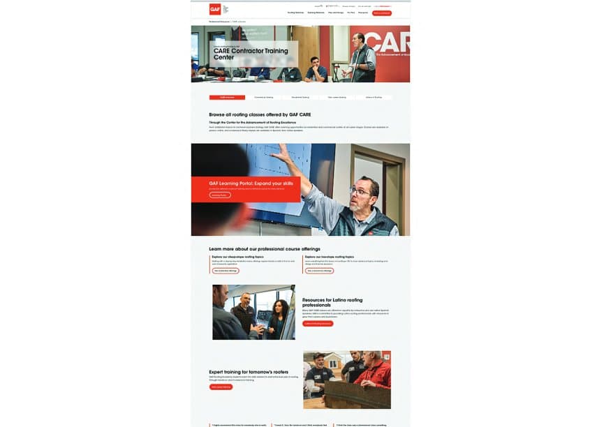 CARE Contractor Training Center Landing Page