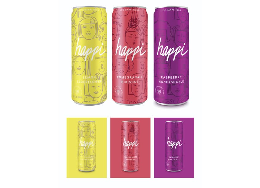 Happi Cannabis Sparkling Water Package Design