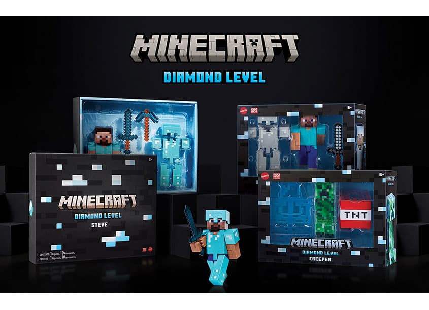 Minecraft Diamond Level Assortment and Comic-Con Steve Figure Package