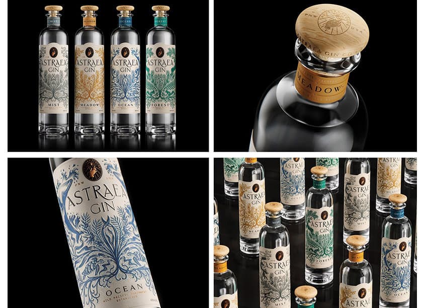 Astraea Gin Labels and Packaging