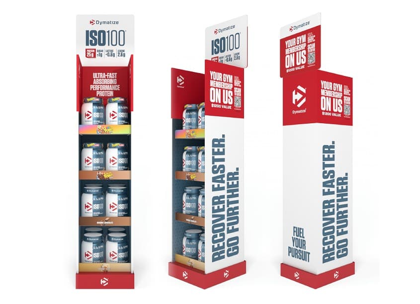Dymatize ISO100 Protein Powder Freestanding P-O-P Display