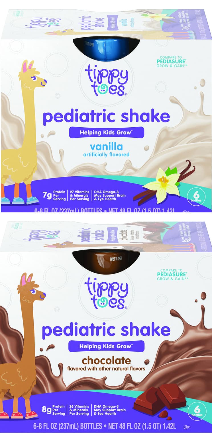 Tippy Toes Food and Electrolytes: Pediatric Shakes Packaging