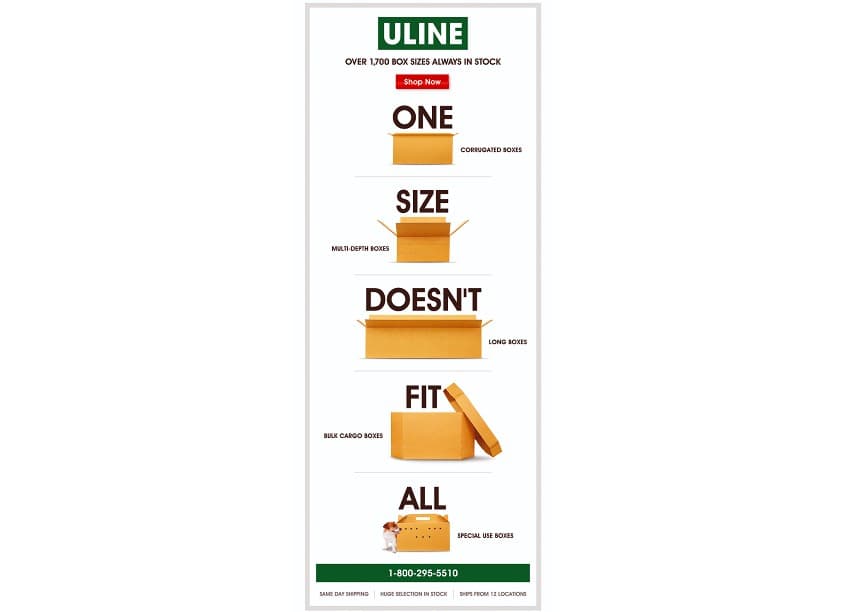 Boxes - One Size Doesn't Fit All Email Campaign