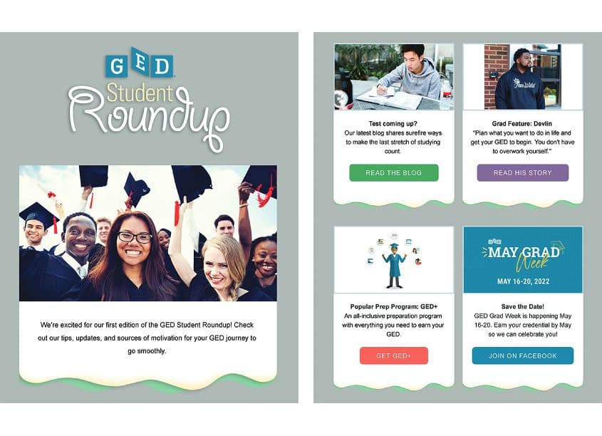 GED Student Roundup Email Newsletter