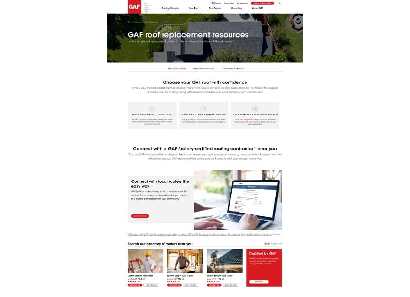 GAF Roof Replacement Resources Website