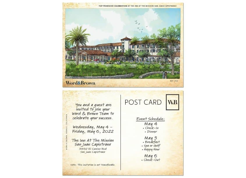 Word & Brown GA Orange County Top Producer Invitation Email