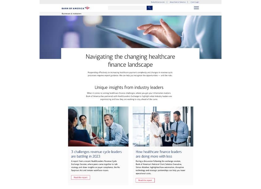 Healthcare Revenue Cycle Exchange Landing Page