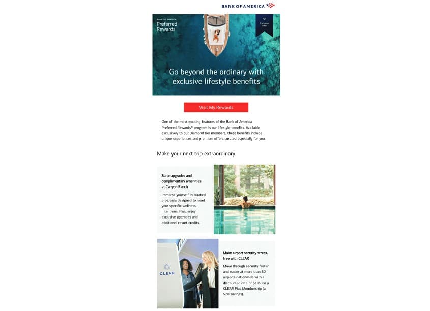 Preferred Rewards Engagement Travel Email