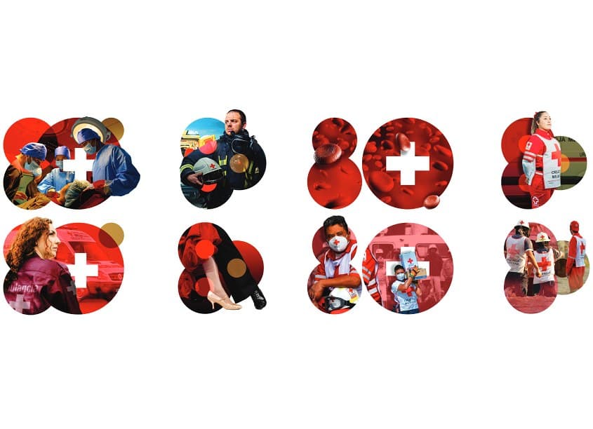 Red Cross 80th Anniversary Promotional Social Media Badge Banners