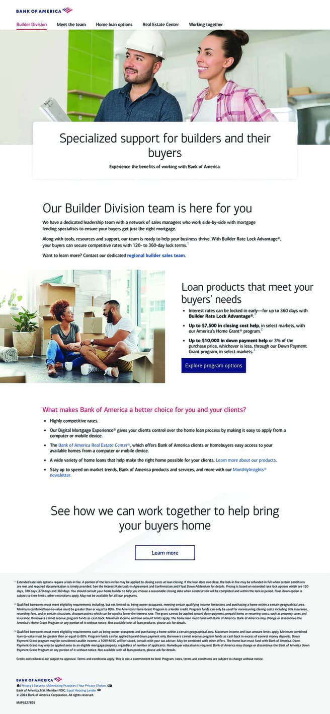 Home Loans Builder Division Microsite