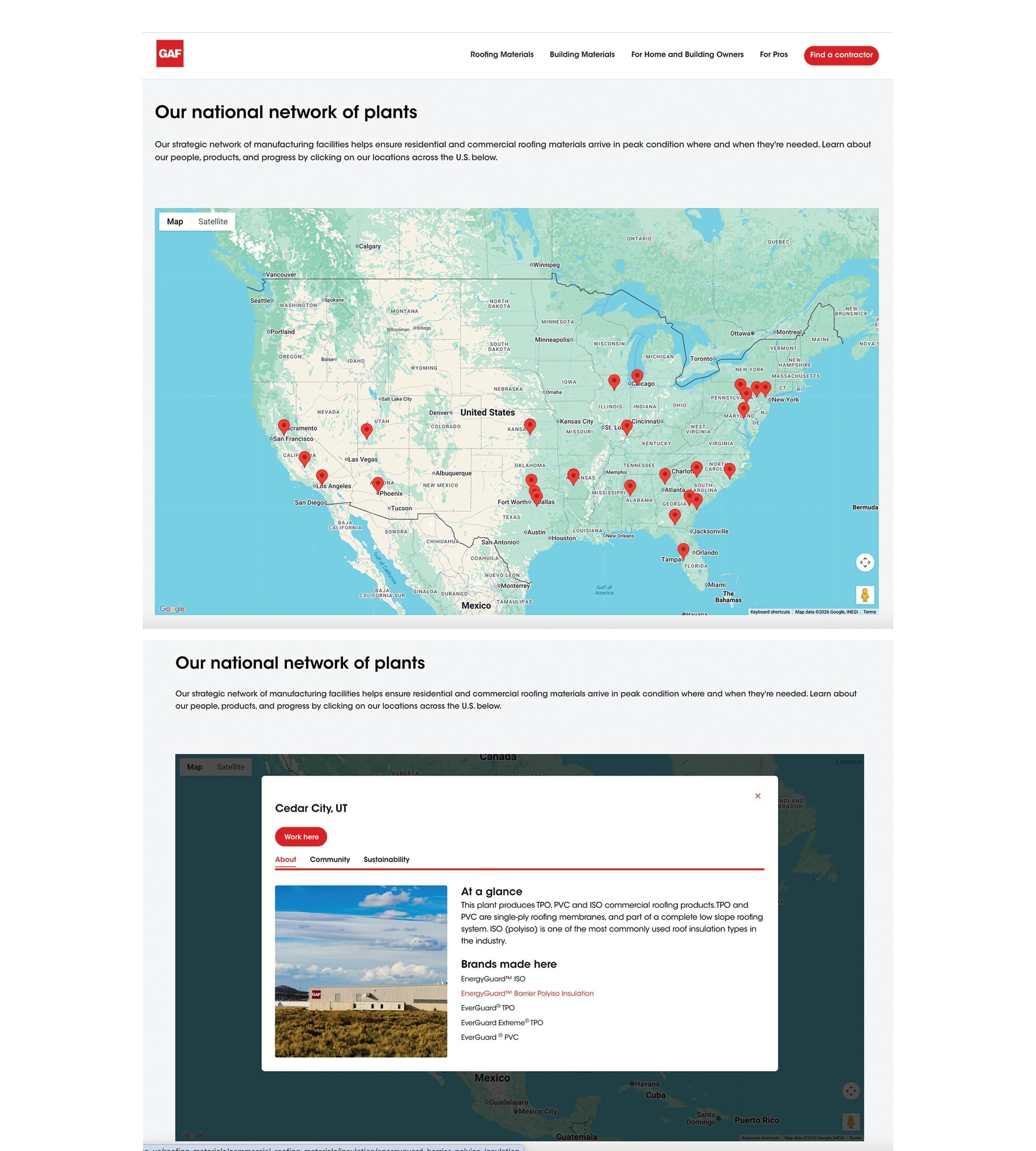 GAF About Us National Plant Map