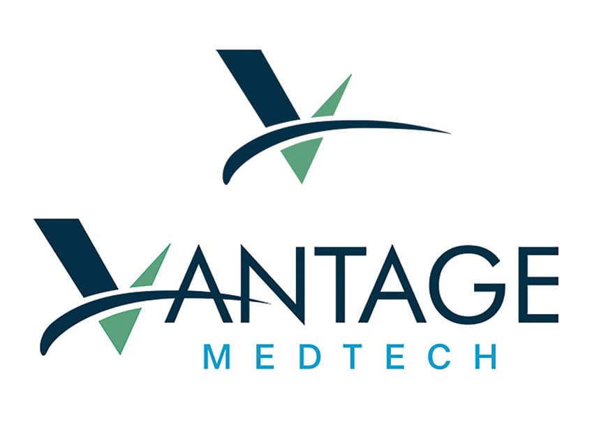 Vantage MedTech Logo and Branding — Health & Wellness design — by Paradigm Marketing and Design — 2023 GDUSA award entry