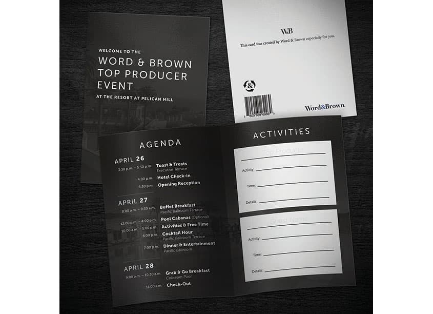 Word & Brown Top Producer Agenda & Activity Card