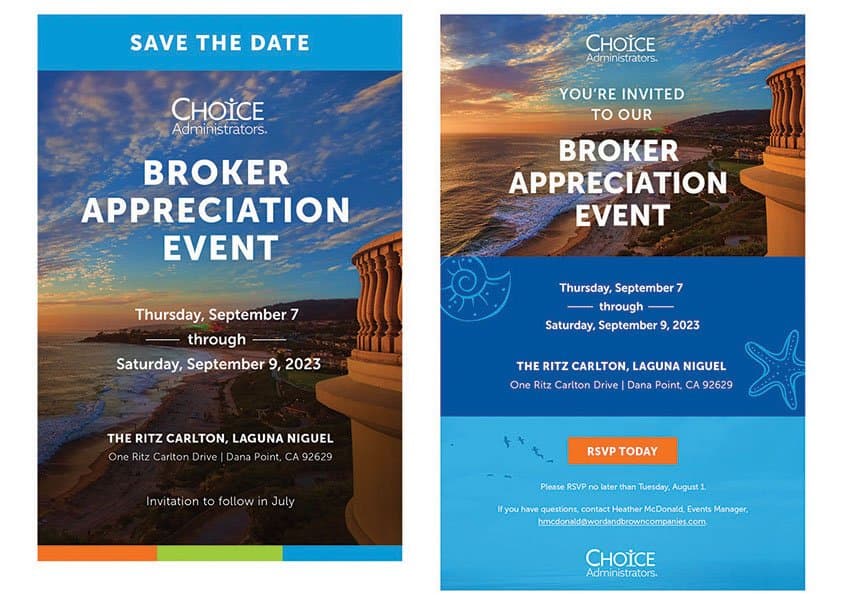 CHOICE Administrators Broker Appreciation Event Save the Date + Invitation