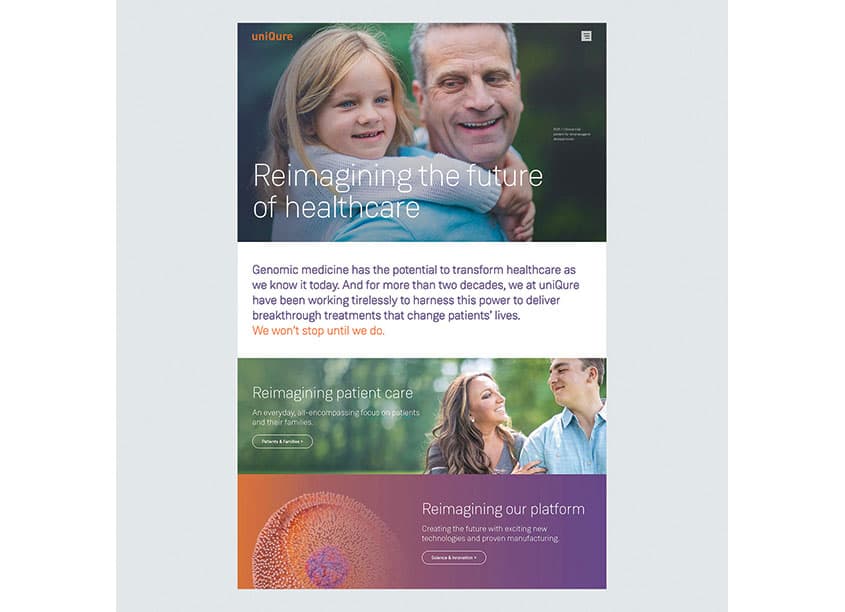uniQure Website Design
