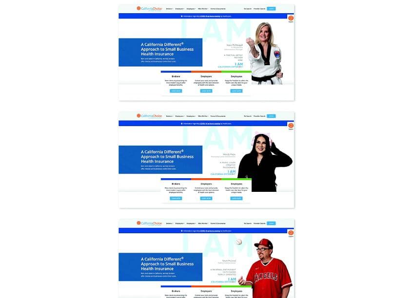 I AM CALIFORNIA DIFFERENT CalChoice.com Website Hero Images