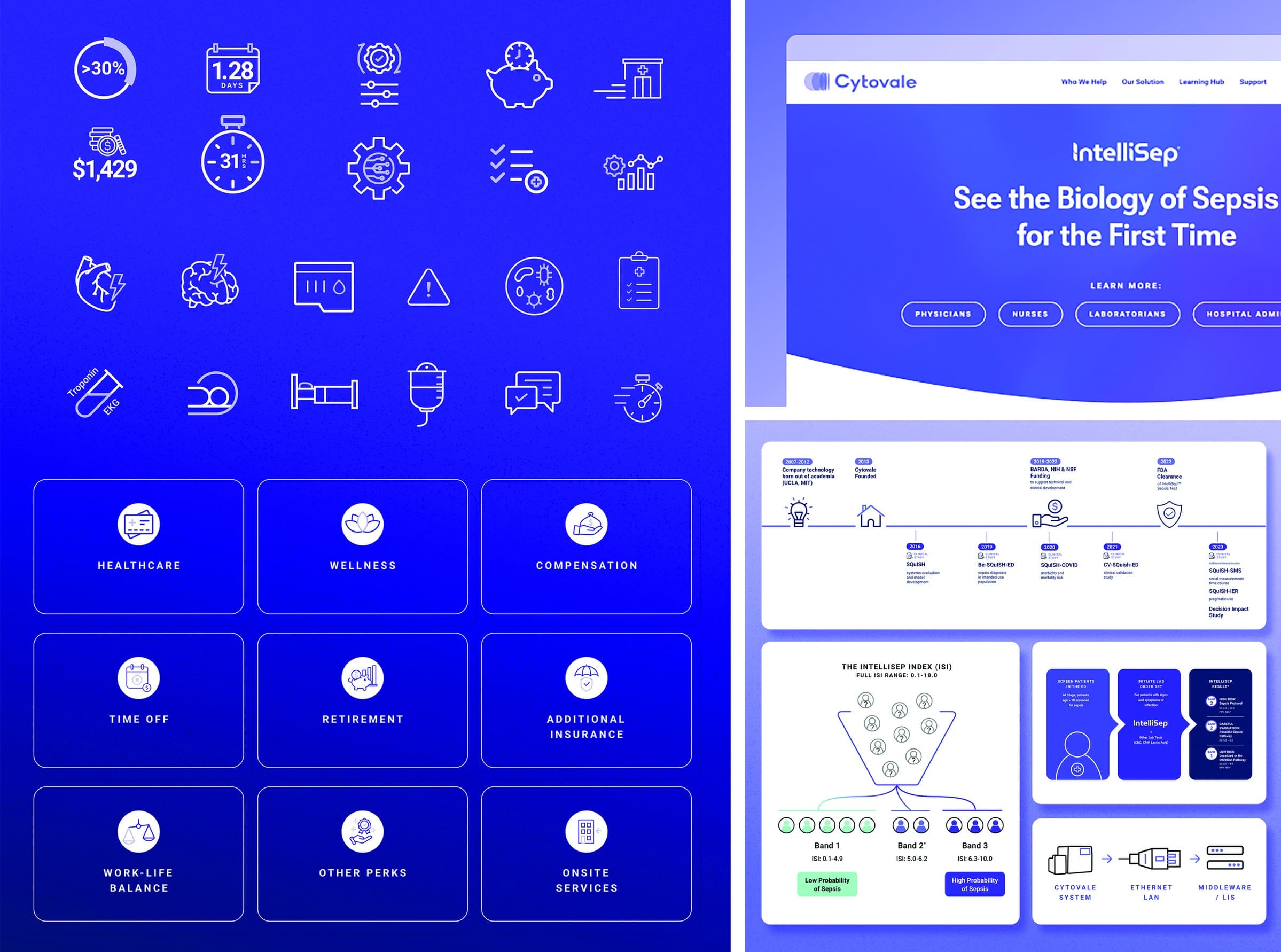 Cytovale Website, Icons and Infographics