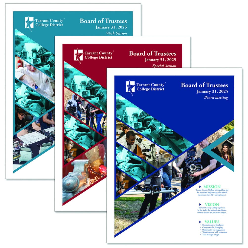 Tarrant County College District Board of Trustee Booklet Covers