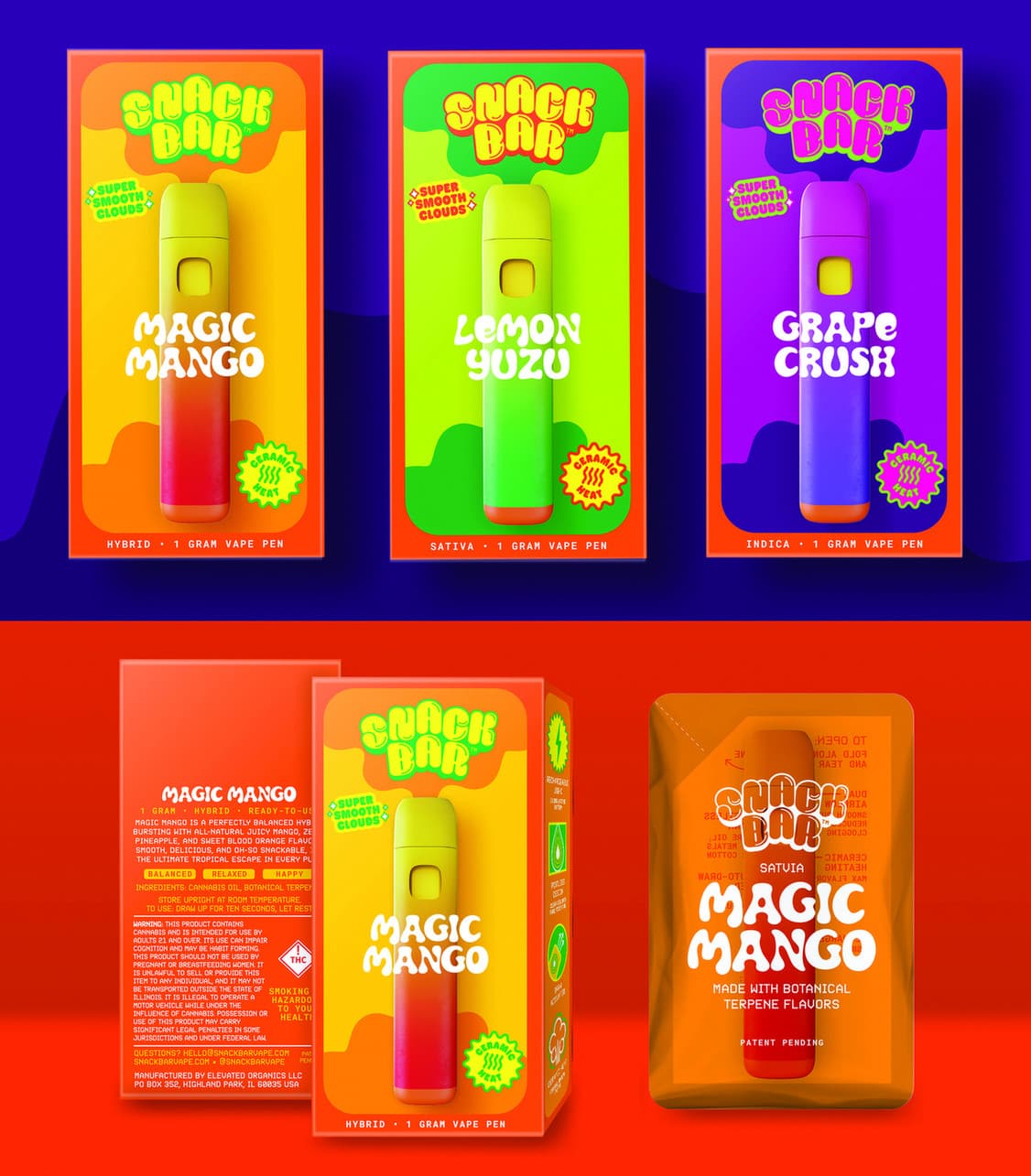 Snack Bar Cannabis Vapes Packaging — Cannabis Branding + Logos design — by Seedhouse — 2025 GDUSA award entry