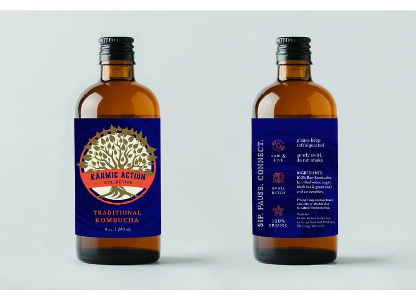 Karmic Action Collective Kombucha Packaging