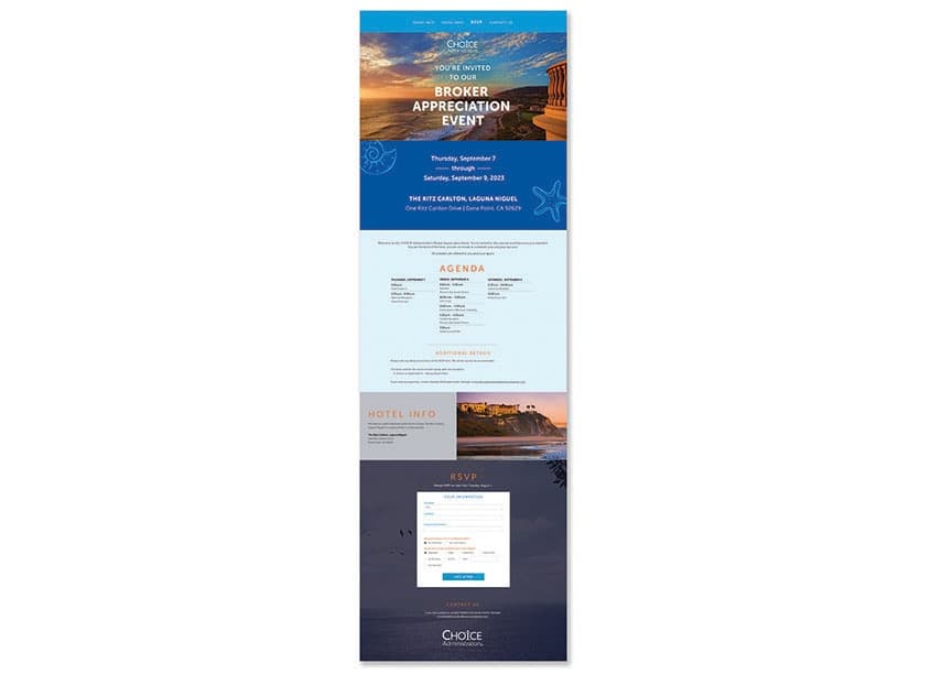 CHOICE Administrators Broker Appreciation Event Microsite — Health & Wellness design — by The Word & Brown Companies — 2023 GDUSA award entry
