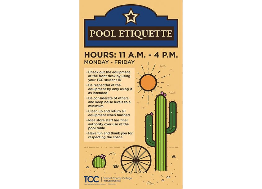 Tarrant County College Pool Etiquette Poster