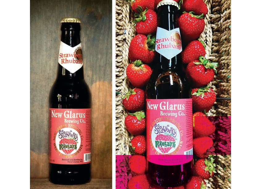 New Glarus Brewing Strawberry Rhubarb Labels Package