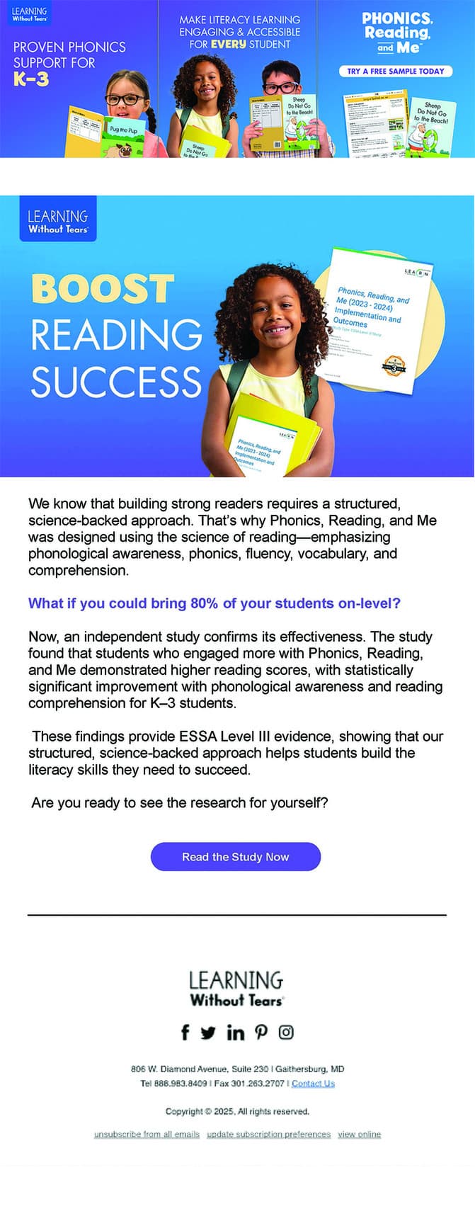 Learning Without Tears: Phonics, Reading, and Me™ Lead Gen Campaign