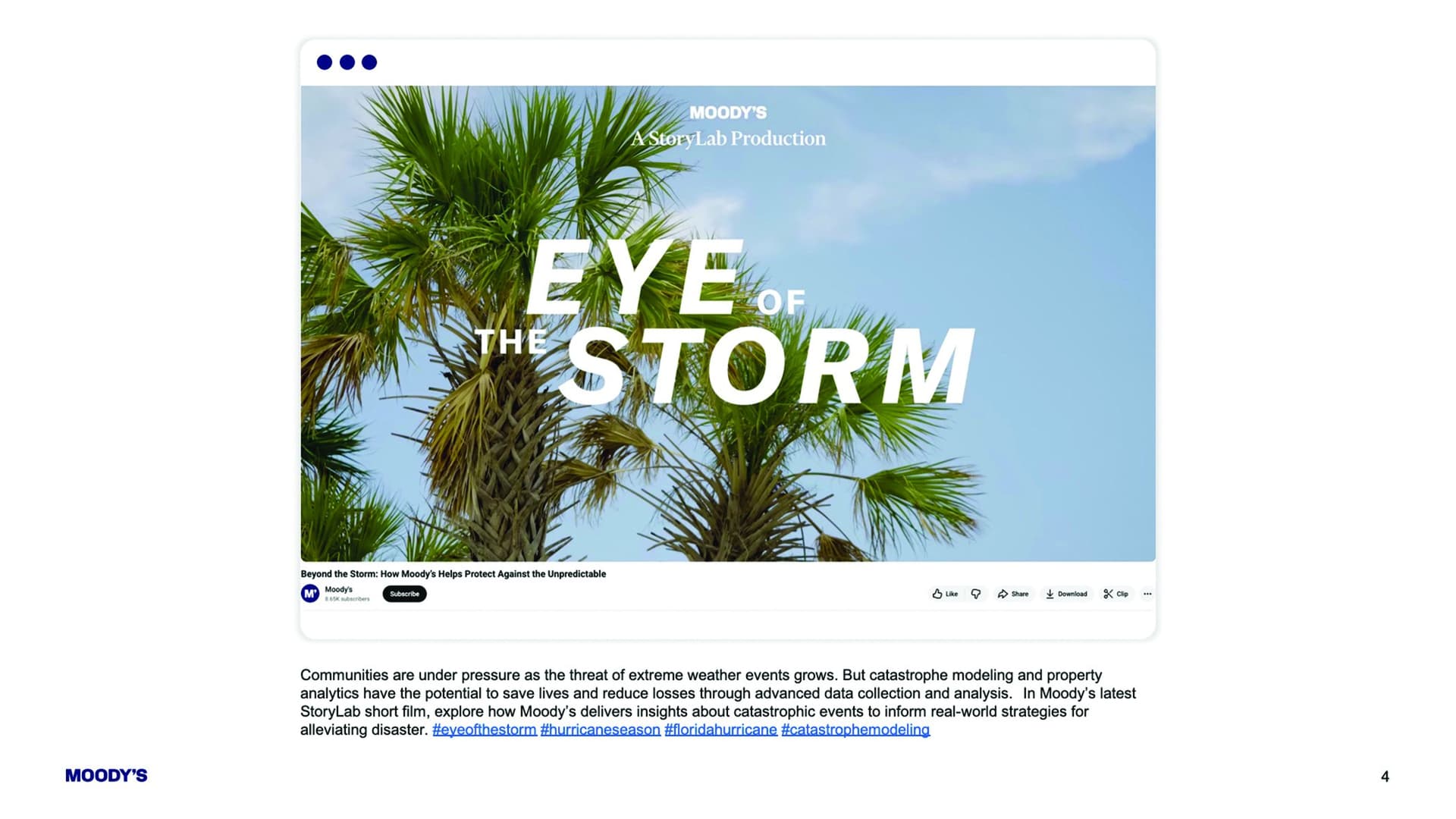 Moody's Eye of the Storm Documentary — Animation, Video & Motion design — by Moody's — 2025 GDUSA award entry