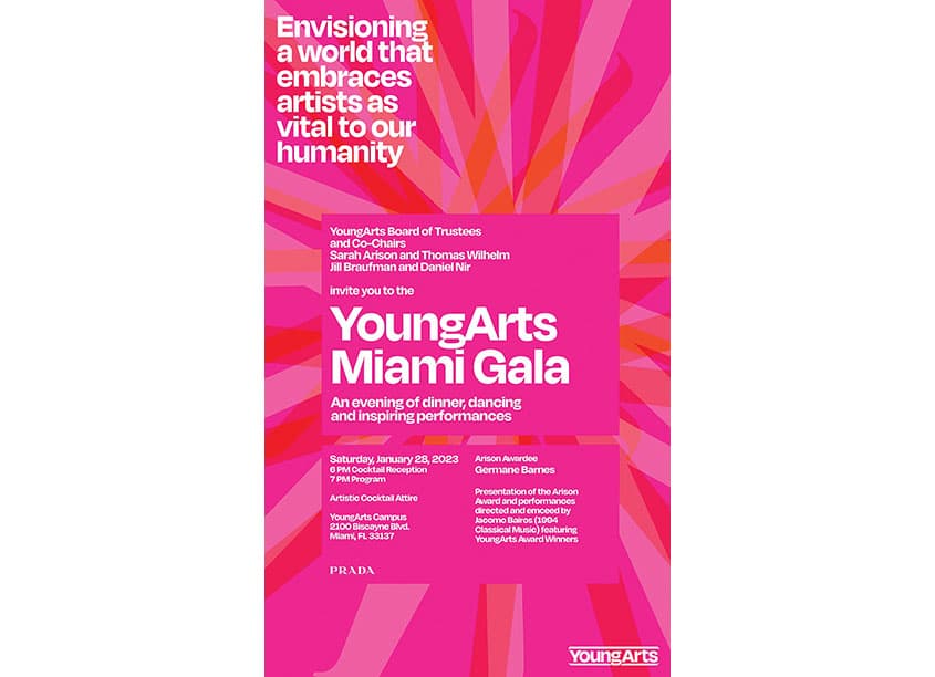 2023 YoungArts Miami Gala Invitation
