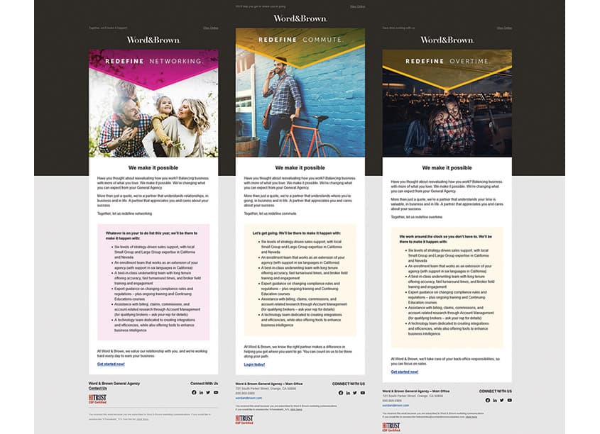 Word & Brown GA 2022 ‘Redefine’ Email Series — Digital Design — by The Word & Brown Companies — 2022 GDUSA award entry