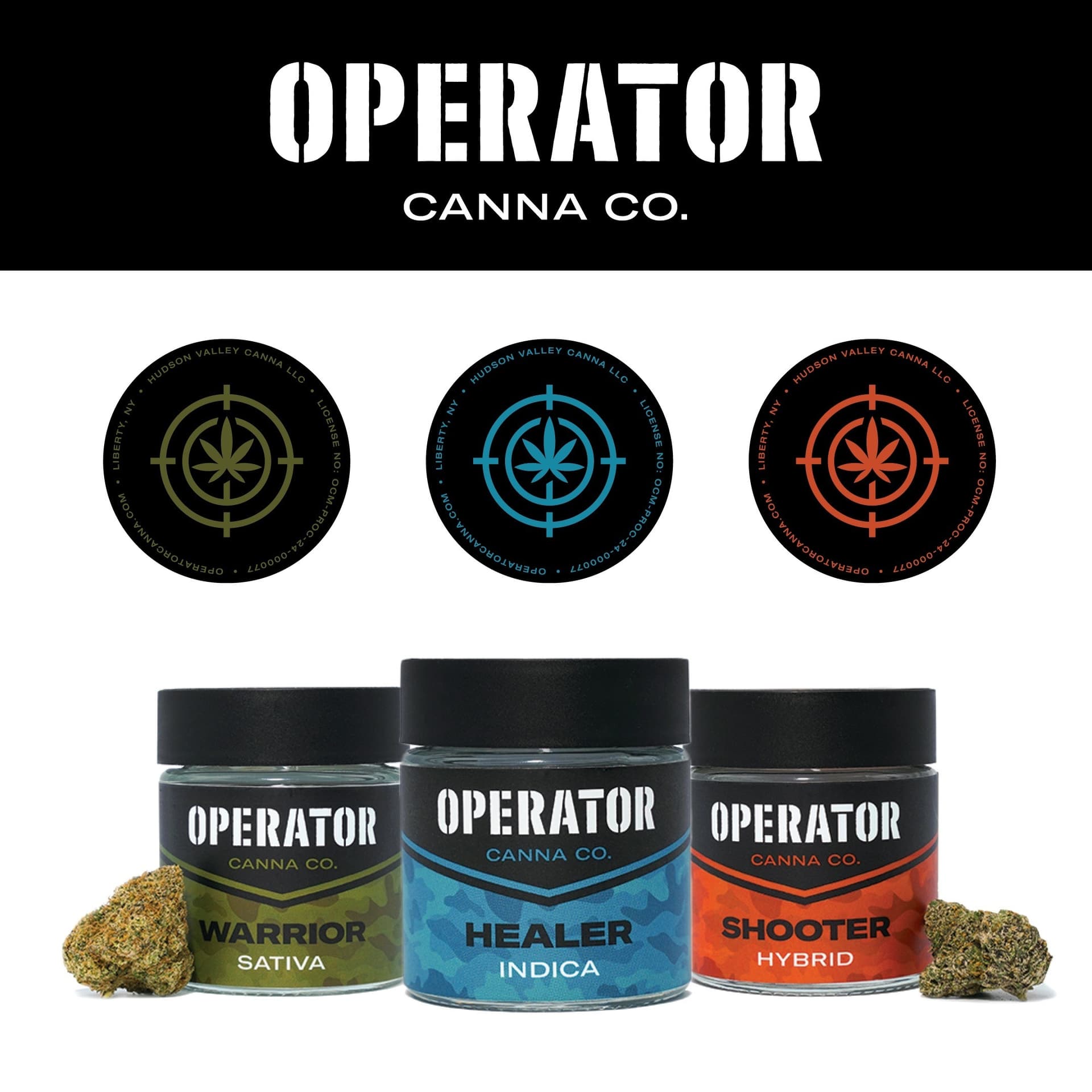 Operator Canna Co. Package Design — Cannabis Branding + Logos design — by Miskowski Design LLC — 2025 GDUSA award entry