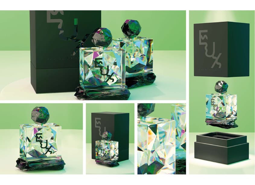 EUX Eau De Toilette — Student Work design — by UCO School of Design/University of Central Oklahoma — 2024 GDUSA award entry
