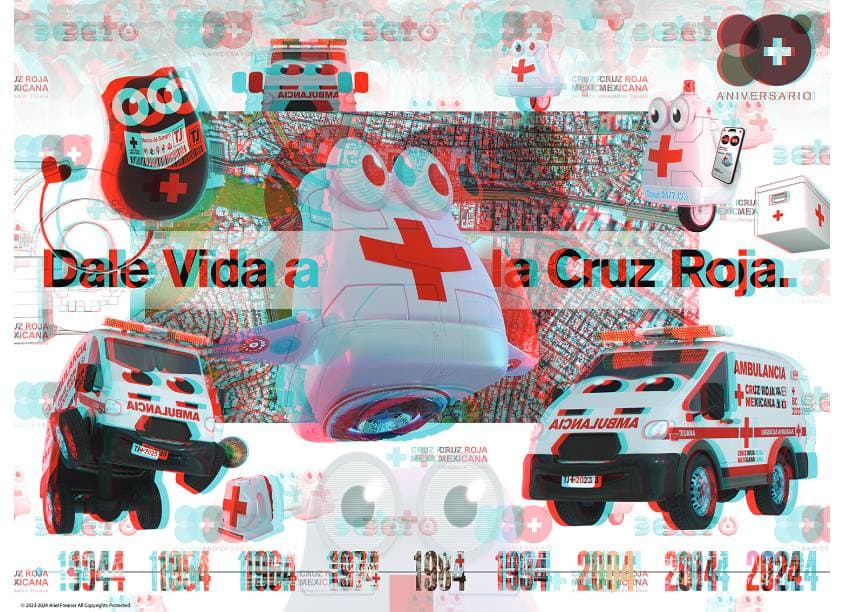 Red Cross Binational Donation Campaign - 3D Anaglyphic Digital Screens — Digital Design — by Freaner Creative — 2024 GDUSA award entry