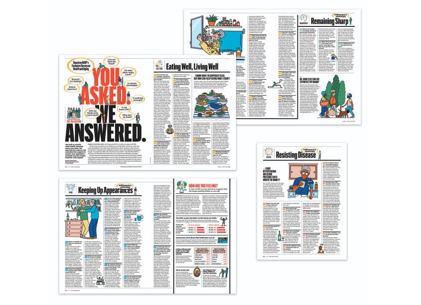 You Asked. We Answered. The 70s Edition — Health & Wellness design — by AARP Publications — 2022 GDUSA award entry