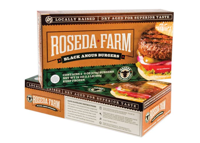 Roseda Farm Burgers Packaging