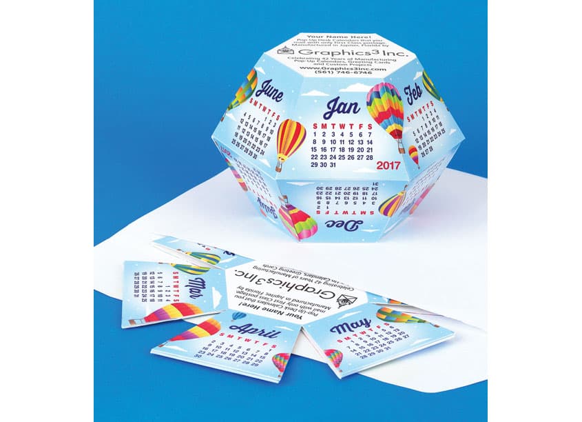 Graphics 3, Inc. Pop-Up Calendar for 2017 - Hot Air Balloons — Other design — by TFI Envision, Inc. — 2017 GDUSA award winner
