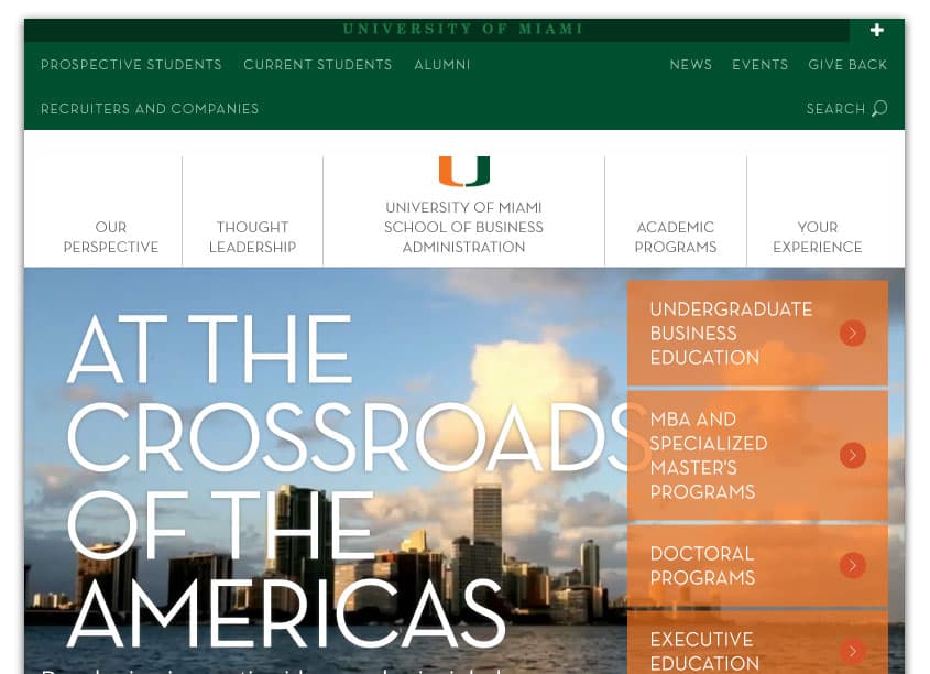 University of Miami School of Business Website — Website & UX/UI Design — by Behavior Design — 2017 GDUSA award winner
